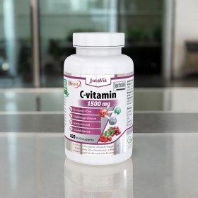 JutaVit C-vitamin 1500 mg retard Acerola+csipkebogyó+D3+Cink - 100 db tégelye modern belső térben