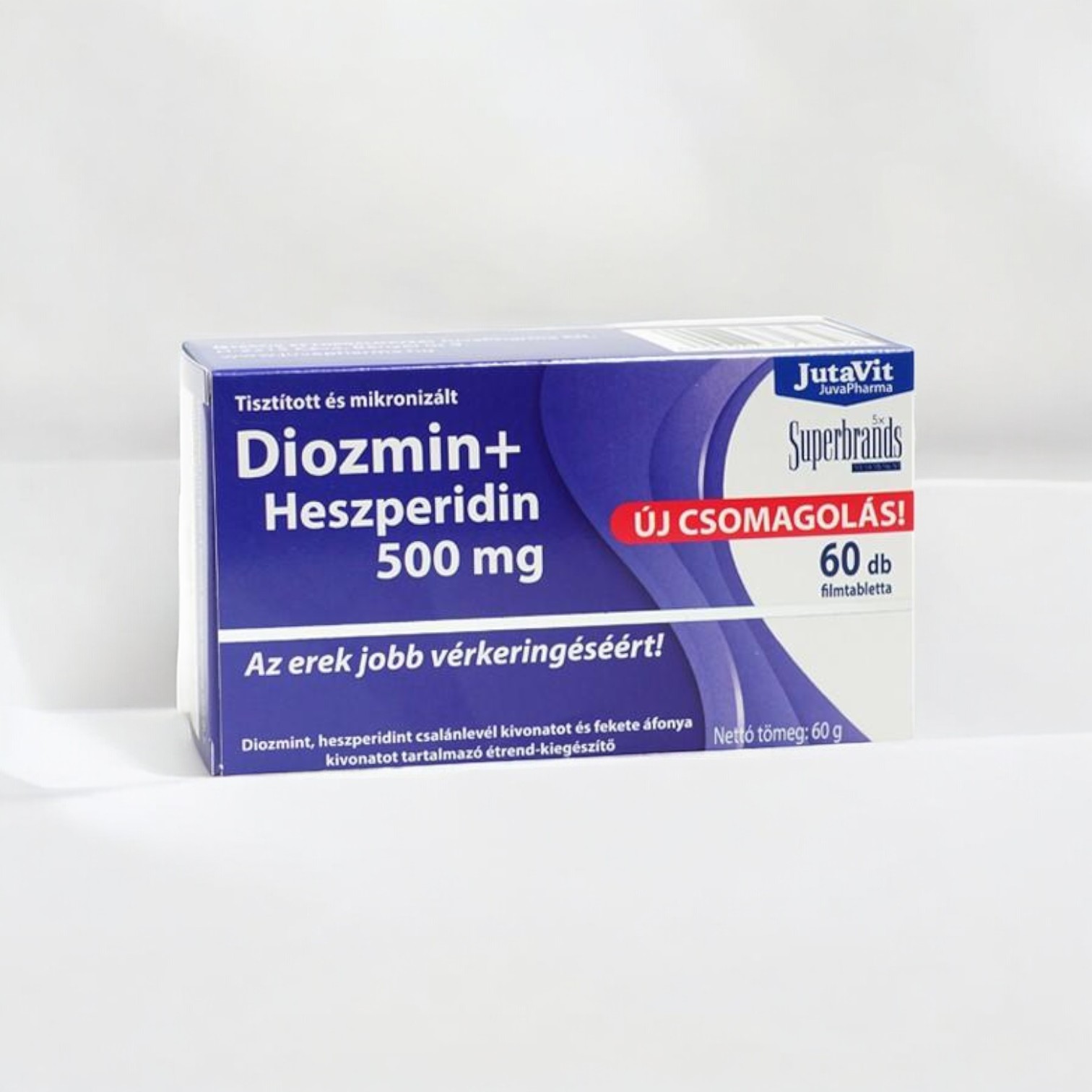 JutaVit Diozmin+Heszperidin 500 mg - 60 db doboza világos felületen