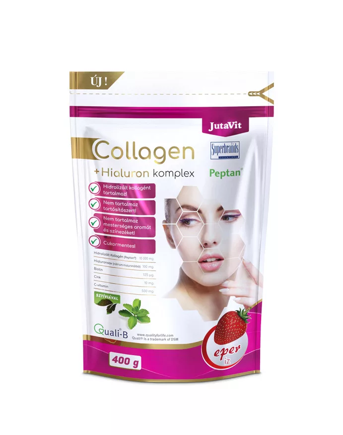 JutaVit Kollagén + Hialuron Komplex eper - 400 g