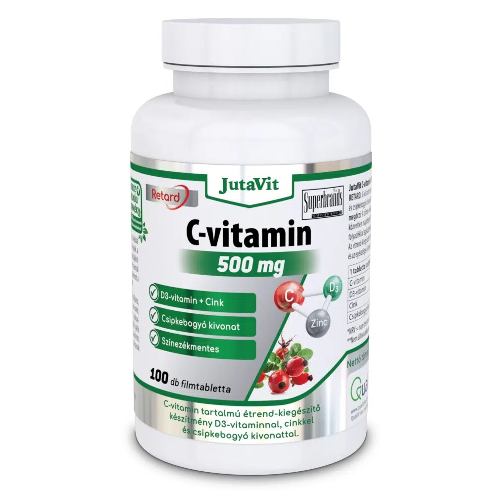 JutaVit C-vitamin 500 mg retard csipkebogyó kivonattal+D3+Cink 100 db