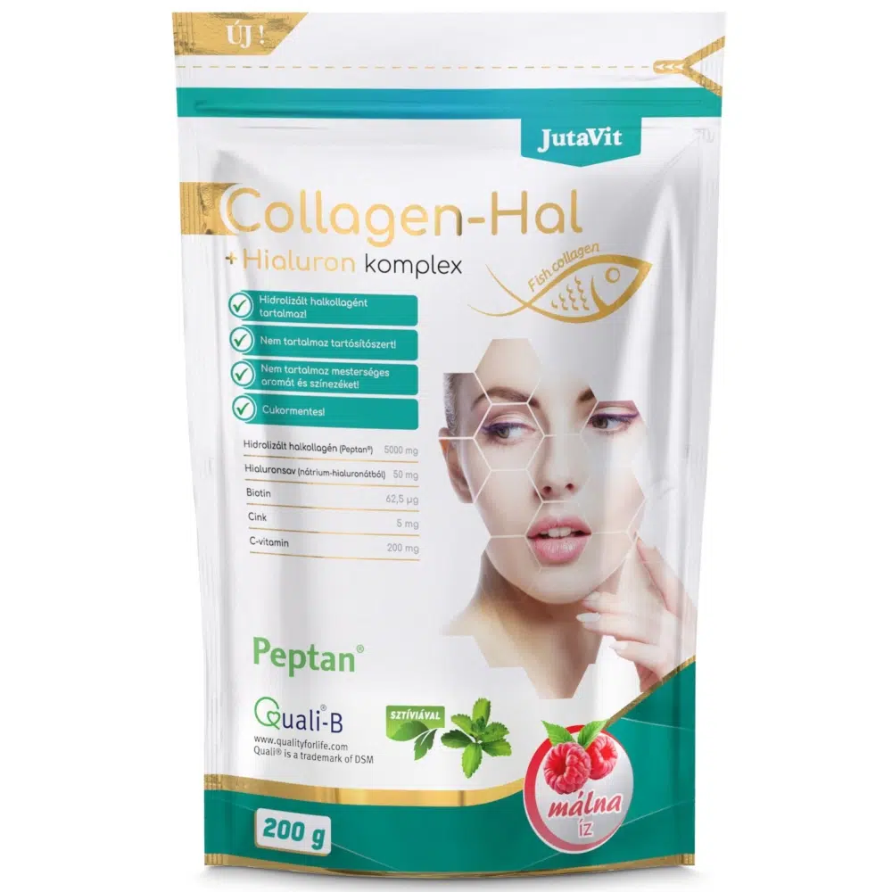 JutaVit Collagen Hal+Hialuron komplex Málna 200 g