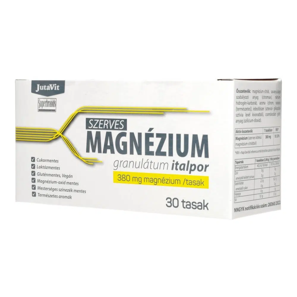 JutaVit Szerves Magnézium granulátum italpor 380 mg/tasak 30 db