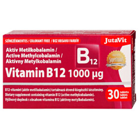 JutaVit B12-vitamin 1000 µg Aktív Metilkobalamin 30 db csomagolása
